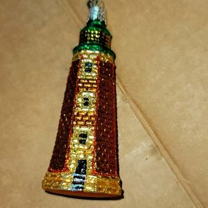 Old World Old Cape Henry Lighthouse Glass Ornament